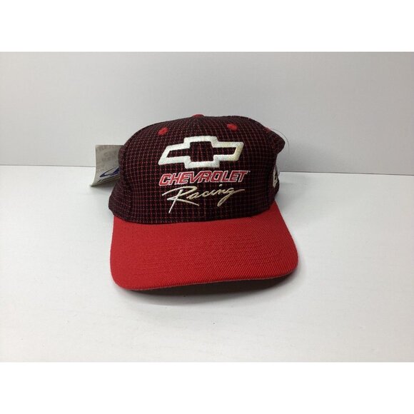 Chevrolet Racing Hat Logo Athletic Men's Adjustable Red Black Vintage - Picture 1 of 6
